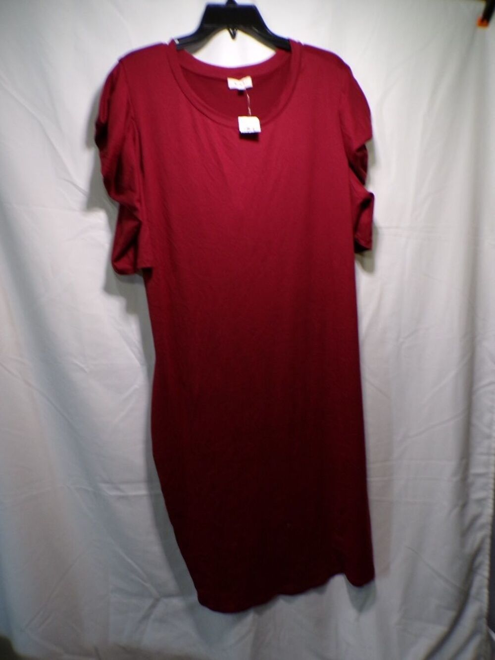 love J Women's Burgundy T Shirt Dress 3X Ruffle Sleeve Short Dress